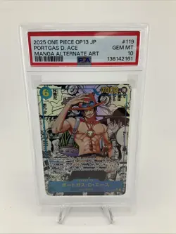 One Piece JPN - Portgas D. Ace OP13-119 Manga SEC PSA GEM MINT 10 - Image 2