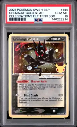 2021 POKEMON SWSH BLACK STAR PROMO #144 GRENINJA-GOLD STAR PSA 10 - Image 1