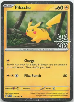 Pikachu 025/165 Holiday Calendar Stamp Promo Pokemon Card NM - Image 1