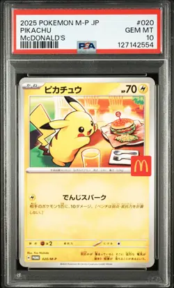 2025 POKEMON JAPANESE M-P PROMO MCDONALD'S #020 PIKACHU PSA 10 - Image 1