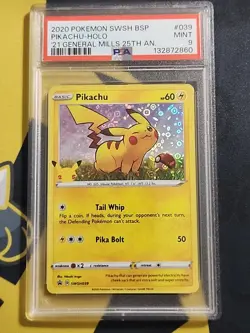 2020 Pokemon TCG Pikachu Promo #039 PSA9 - Image 1