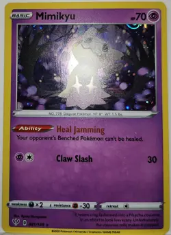 HD Swirl 🌀 Mimikyu 081/189 Cosmos Holo Bleed Error Rare Pokemon TCG ✨ - Image 1