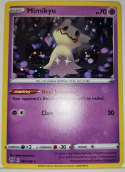 HD Swirl 🌀 Mimikyu 081/189 Cosmos Holo Bleed Error Rare Pokemon TCG ✨ - Image 3