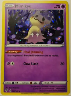 HD Swirl 🌀 Mimikyu 081/189 Cosmos Holo Bleed Error Rare Pokemon TCG ✨ - Image 4