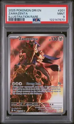 2025 POKEMON DESTINED RIVALS #201 ZAMAZENTA ILLUSTRATION RARE PSA 9 (7870) - Image 1