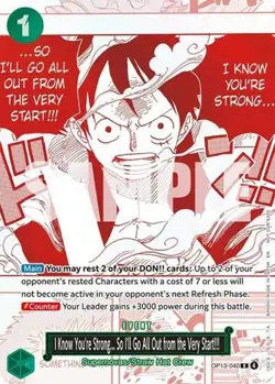 1x I Know You're Strong... So I'll Go All Out from NM Eng OPCG - One Piece Promo - Image 1