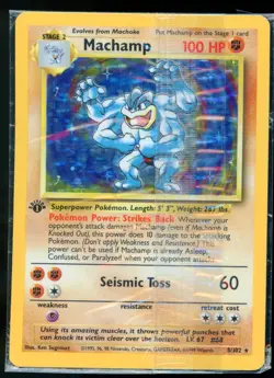 Sealed Machamp Base Set 8/102 Holo 1st Edition Pokemon Card WOTC M2 - Image 1