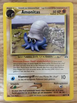 Pokemon Amonitas 60/75 Common Deutsch Neo Discovery Unlimited 2001 WOTC TCG - Image 1