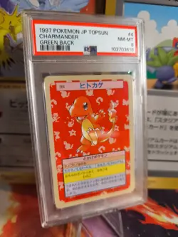Pokemon Card Glumanda Charmander Green Back Topsun 1995 Bandai Japanese PSA 8 - Image 1