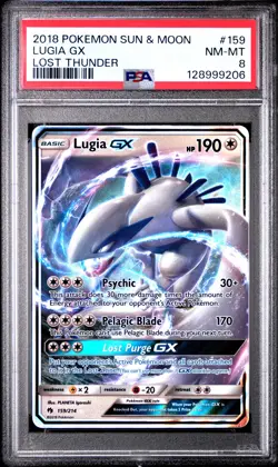PSA 8 Lugia Gx 159/214 Lost Thunder 2018 Pokemon - Image 1