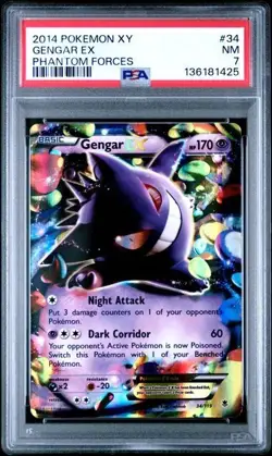 GENGAR EX 34/119 PSA 7 PHANTOM FORCES HOLO POKEMON CARD ENGLISH - Image 1