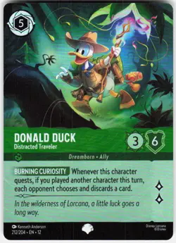 Donald Duck Distracted Traveler Epic Foil 212/204 Wilds Unknown Disney Lorcana - Image 1