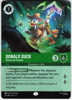 Donald Duck Distracted Traveler Epic Foil 212/204 Wilds Unknown Disney Lorcana - Image 1