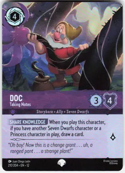 Doc Taking Notes Epic Foil 210/204 Wilds Unknown Disney Lorcana - Image 1