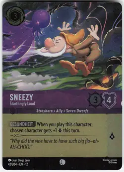 Sneezy Startlingly Loud Foil Foil 42/204 Wilds Unknown Disney Lorcana - Image 1
