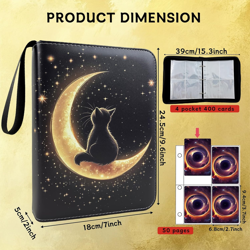 Card Binder 4 Pocket Holder 400 Cards with Zipper,Collection Binder Album Case w - Image 2