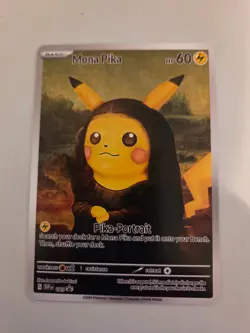 Pokemon Pikachu Mona Pika Black Star Promo Fan Art Custom Card - Image 1