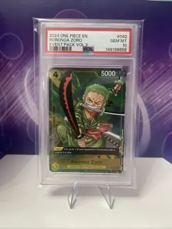 One Piece Roronoa Zoro Event Pack Vol.3 Foil Promo Card P-042 PSA 10 - Image 1