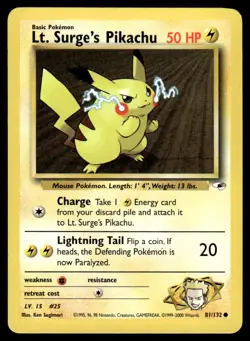 Lt. Surge’s Pikachu #81 - Pokemon Gym Heroes - LP - Image 1