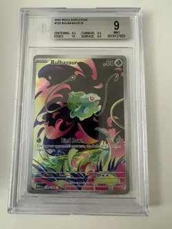 Pokemon Bulbasaur 133/132 Me01: Mega Evolution IR Holo Beckett BGS 9 MINT - Image 1