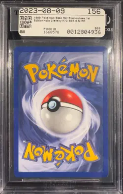 1999 Pokemon Clefairy 1st Edition Shadowless Base Set BGS 9 MINT Holo #5 ERROR - Image 2