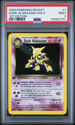 2000 Pokemon Team Rocket Dark Alakazam 1st Edition Holo #1 PSA 9 1/82 - Image 1