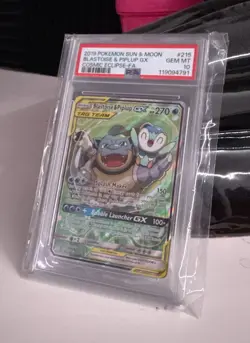 2019 POKEMON SUN AND MOON BLASTOISE PIPLUP TAG TEAM #215 (PSA 10) - Image 3