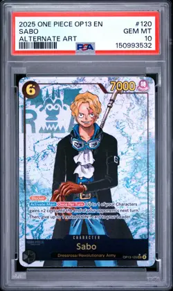 2025 ONE PIECE OP13-CARRYING ON HIS WILL ALTERNATE ART #120 SABO PSA 10 - Image 1