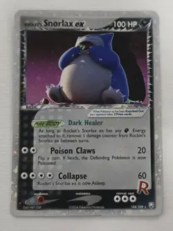 Pokemon TCG Rocket's Snorlax ex Ultra Rare Holo 104/109 Team Rocket HP - Image 4