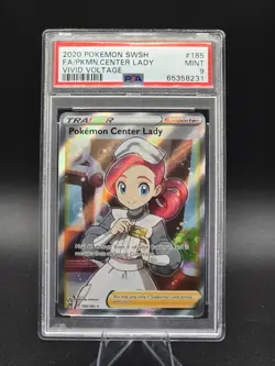 2020 Vivid Voltage Pokemon Center Lady Full Art 185/185 PSA 9 - Image 1