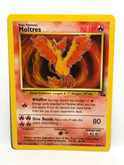 Moltres 27/62 Pokemon Card TCG Fossil Unlimted Non Holo Rare LP - Image 1