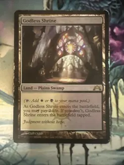 MTG Godless Shrine- DAMAGED -Gatecrash Magic the Gathering Card #242 FOIL - Image 1