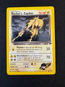 Pokemon Rocket's Zapdos 15/132 Gym Challenge Holo - LP - Image 1