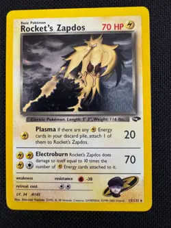 Pokemon Rocket's Zapdos 15/132 Gym Challenge Holo - LP - Image 2