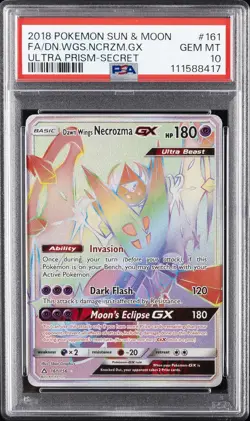 2018 POKEMON SUN & MOON ULTRA PRISM #161 FULL ART/DAWN WINGS NECROZMA GX PSA 10 - Image 1