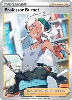 Pokemon Professor Burnet Full Art Holo TG26/TG30 - Silver Tempest Trainer NM - Image 1