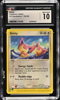 CGC 10 GEM MINT Skitty 79/100 Ex Sandstorm 2003 Pokemon Card - Image 1