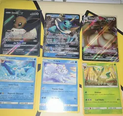 Pokemon TCG Sun & Moon Eevee GX Vaporeon GX Eevee VMAX 6-Card Lot Eng - Image 1