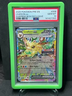 Pokemon Leafeon ex Prismatic Evolutions Stamp 006/131 PSA 10 w/ Guard - Image 1