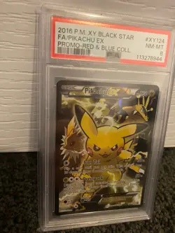 2016 POKEMON XY BLACK STAR PROMO RED & BLUE COLL FULL ART/PIKACHU EX PSA 8 - Image 2
