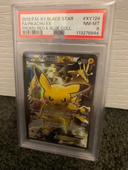 2016 POKEMON XY BLACK STAR PROMO RED & BLUE COLL FULL ART/PIKACHU EX PSA 8 - Image 3