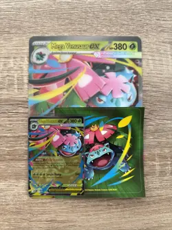 Mega Venusaur Ex MEP 013 Pokemon Card, Lenticular Jumbo Holo Promo 3D & Sticker - Image 1