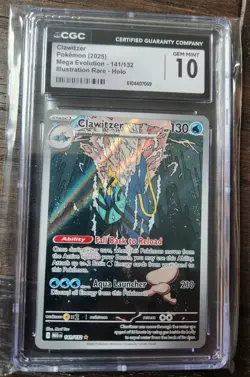 Clawitzer 141/132 Pokemon Mega Evolution Holo Illustration Rare CGC 10 GEM MINT - Image 1