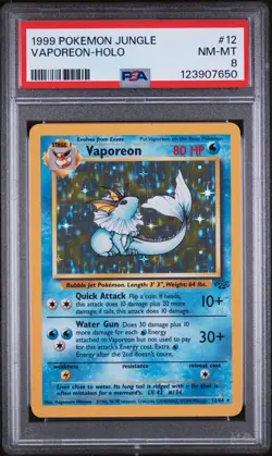 1999 POKEMON JUNGLE #12 VAPOREON-HOLO PSA 8 NM-MT - Image 1
