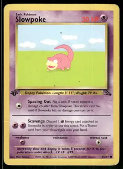 Slowpoke 55/62 Common Fossil Pokemon 1st Edition DMG - Image 1
