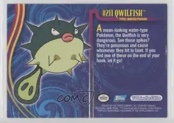 Qwilfish Topps Pokemon TV Animation Edition Johto League Champions #211 2001 - Image 2