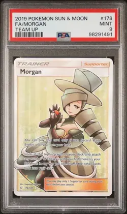 2019 POKEMON SUN & MOON TEAM UP #178 FULL ART/MORGAN PSA 9 - Image 1