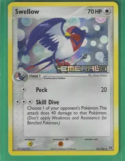 Pokemon Emerald "Swellow" 41/106 Holo X1 - Image 1