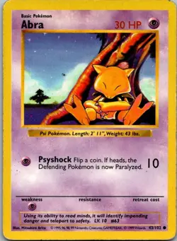 Base Set #043/102 Abra Pokemon Moderately Played - Image 1