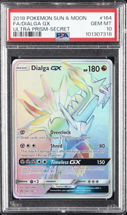 2018 POKEMON SUN & MOON ULTRA PRISM SECRET #164 FULL ART/DIALGA GX PSA 10 - Image 1